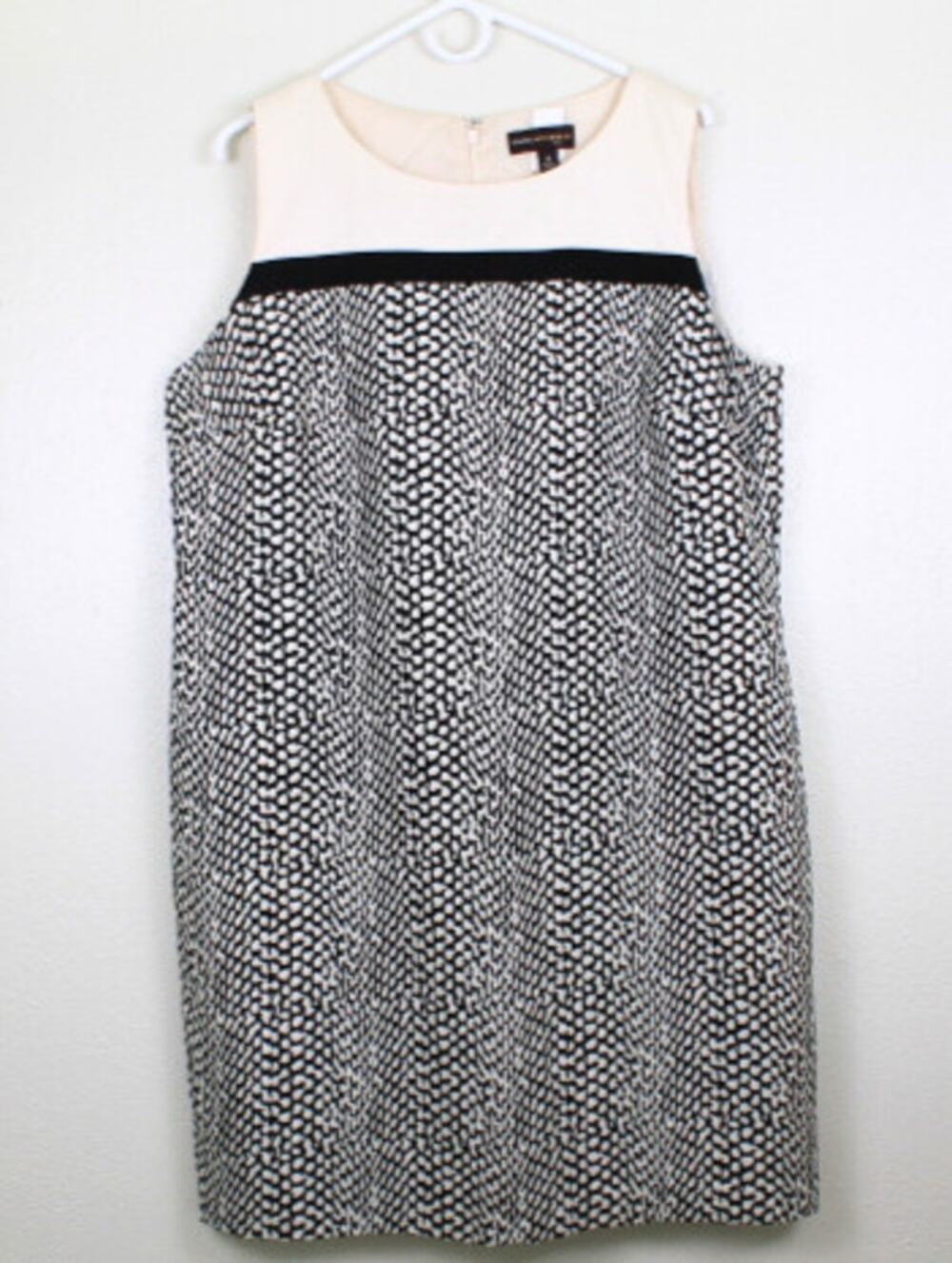 Dana Buchman Sheath Dress Black White Size 16 Sleeveless Lined Office Siren NWOT